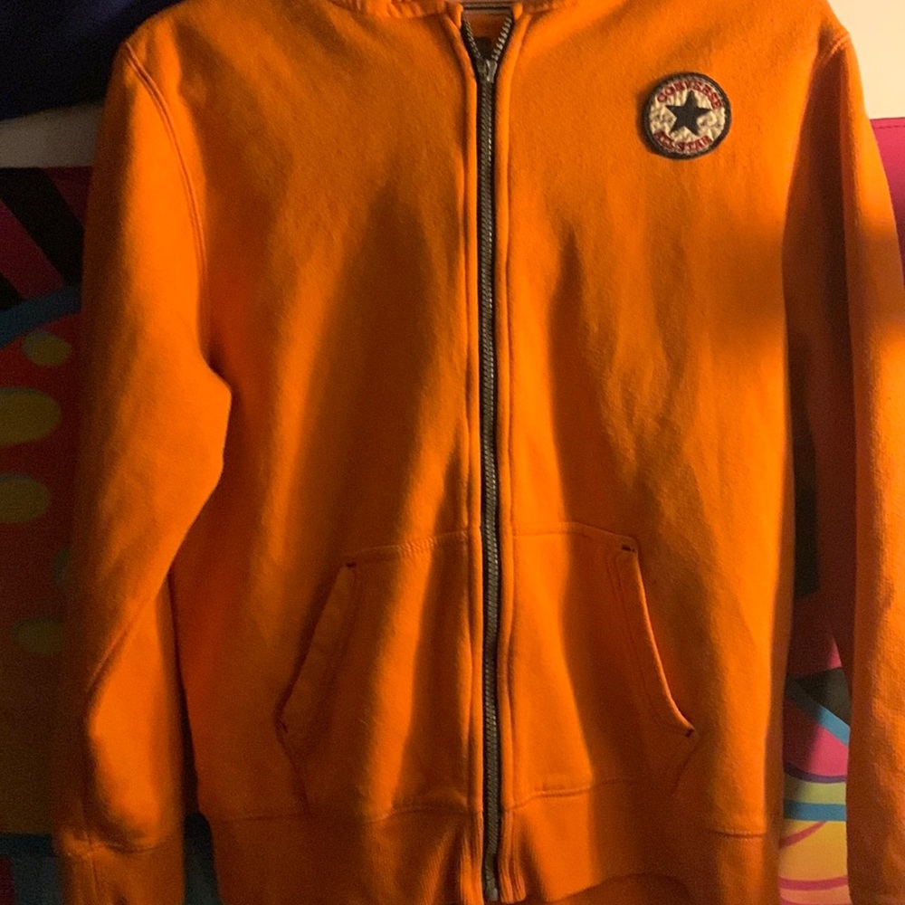 Size XL Kids 13/15 converse orange zip up